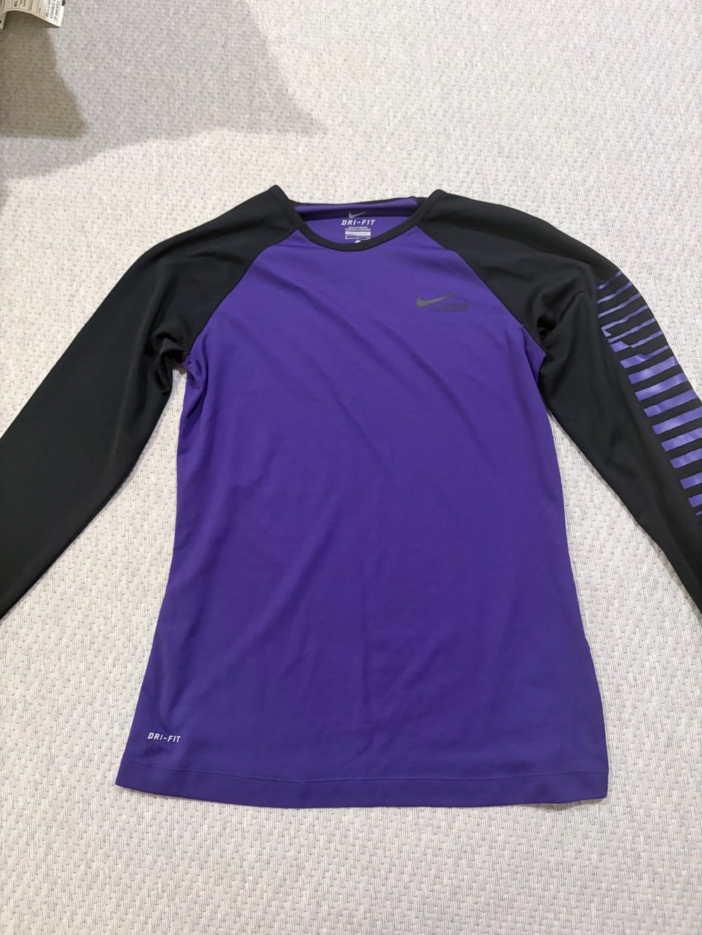 Nike Purple and Black Long-Sleeve Dri-FIT Athletic Top